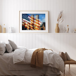 National Flag Twin Towers 40x30cm(canvas) full round drill diamond painting