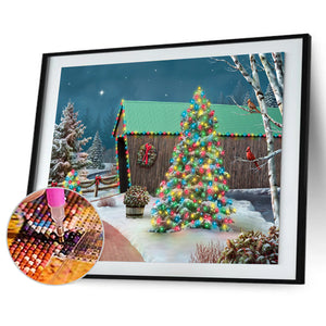 Christmas Tree Snow 40x30cm(canvas) full round drill diamond painting