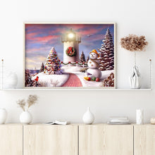 Load image into Gallery viewer, Lighthouse Xmas Tree Snow 40x30cm(canvas) full round drill diamond painting
