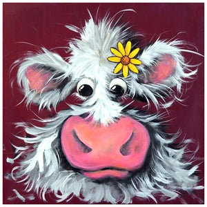 Calf With Flower 30x30cm(canvas) full round drill diamond painting