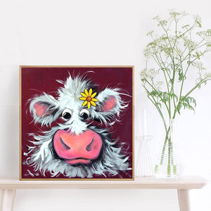 Calf With Flower 30x30cm(canvas) full round drill diamond painting