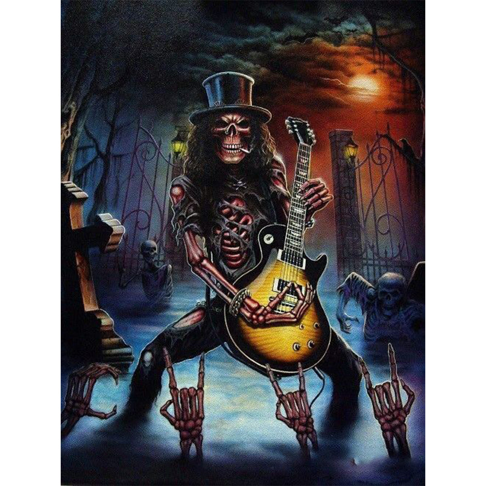 Skeleton Ghost Guitarist 30x40cm(canvas) full round drill diamond painting