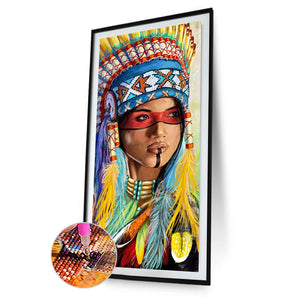 Indian Woman 45x85cm(canvas) full square drill diamond painting