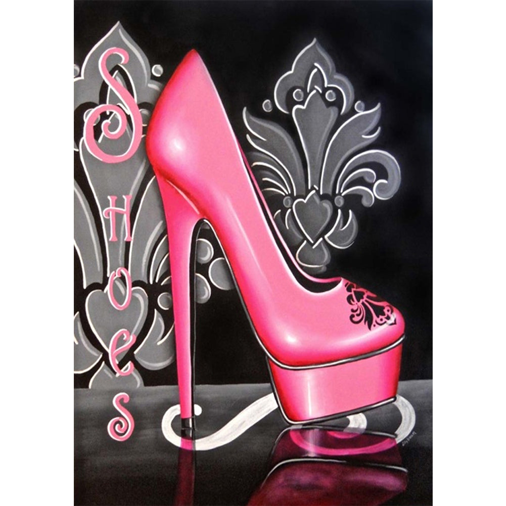 Pink High Heels 30x40cm(canvas) full round drill diamond painting