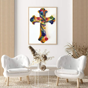 Paper Quilling Cross 30x40cm(canvas) full round drill diamond painting