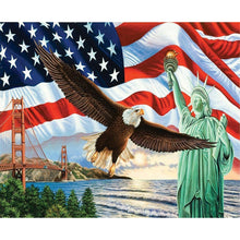 Load image into Gallery viewer, Statue Of Liberty &amp; American Eagle 45x35cm(canvas) full round drill diamond painting
