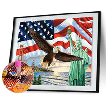 Load image into Gallery viewer, Statue Of Liberty &amp; American Eagle 45x35cm(canvas) full round drill diamond painting
