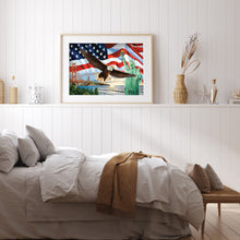 Load image into Gallery viewer, Statue Of Liberty &amp; American Eagle 45x35cm(canvas) full round drill diamond painting
