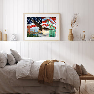 Statue Of Liberty & American Eagle 45x35cm(canvas) full round drill diamond painting