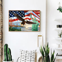 Load image into Gallery viewer, Statue Of Liberty &amp; American Eagle 45x35cm(canvas) full round drill diamond painting
