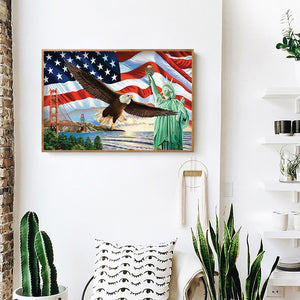 Statue Of Liberty & American Eagle 45x35cm(canvas) full round drill diamond painting