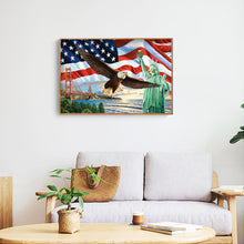 Load image into Gallery viewer, Statue Of Liberty &amp; American Eagle 45x35cm(canvas) full round drill diamond painting
