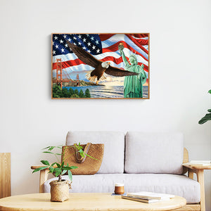 Statue Of Liberty & American Eagle 45x35cm(canvas) full round drill diamond painting