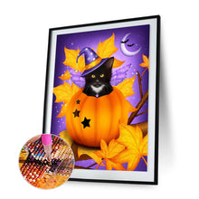 Load image into Gallery viewer, Happy Pumpkin Cat 30x40cm(canvas) full round drill diamond painting
