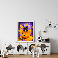 Load image into Gallery viewer, Happy Pumpkin Cat 30x40cm(canvas) full round drill diamond painting
