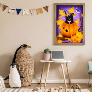 Happy Pumpkin Cat 30x40cm(canvas) full round drill diamond painting