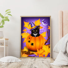 Load image into Gallery viewer, Happy Pumpkin Cat 30x40cm(canvas) full round drill diamond painting
