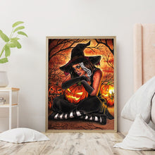 Load image into Gallery viewer, Pumpkin Witch 30x40cm(canvas) full round drill diamond painting
