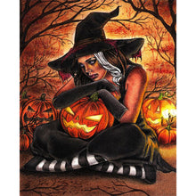 Load image into Gallery viewer, Pumpkin Witch 30x40cm(canvas) full round drill diamond painting
