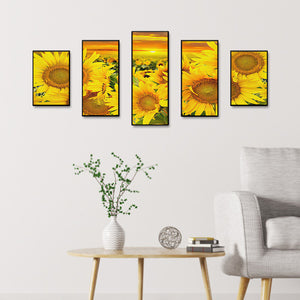 5 Panel Sunflower 95x45cm(canvas) full square drill diamond painting