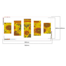 Load image into Gallery viewer, 5 Panel Sunflower 95x45cm(canvas) full square drill diamond painting
