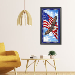 American Flag Eagle 40x75cm(canvas) full round drill diamond painting