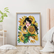 Load image into Gallery viewer, Sunflower Girl 30x40cm(canvas) partial special shaped drill diamond painting
