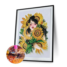 Load image into Gallery viewer, Sunflower Girl 30x40cm(canvas) partial special shaped drill diamond painting
