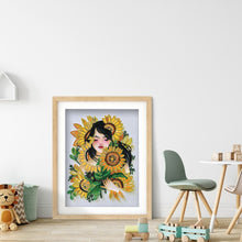 Load image into Gallery viewer, Sunflower Girl 30x40cm(canvas) partial special shaped drill diamond painting
