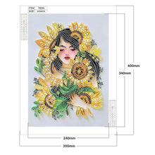 Load image into Gallery viewer, Sunflower Girl 30x40cm(canvas) partial special shaped drill diamond painting
