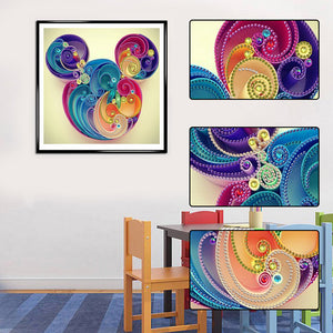 Paper Quilling Mickey Mouse 30x30cm(canvas) partial special shaped drill diamond painting