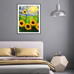 Starry Sunflower 30x40cm(canvas) full round drill diamond painting