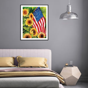 Sunflower Flag 30x40cm(canvas) full round drill diamond painting