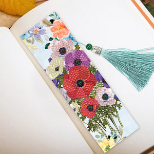 2x Flower Diamond Painting Bookmark DIY Special Shaped Drill Tassel (SQ29)