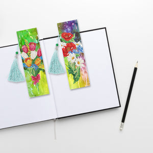 2x Flower Diamond Painting Bookmark DIY Special Shaped Drill Tassel (SQ30)