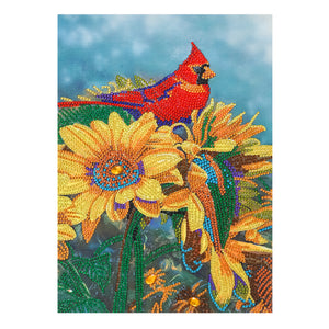 Sunflower & Bird 30x40cm(canvas) partial crystal drill diamond painting