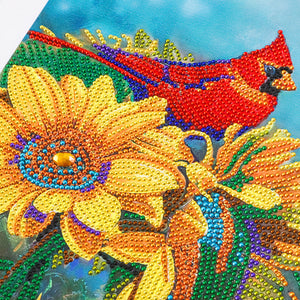 Sunflower & Bird 30x40cm(canvas) partial crystal drill diamond painting