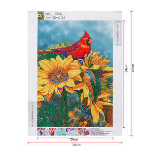 Sunflower & Bird 30x40cm(canvas) partial crystal drill diamond painting