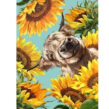 Load image into Gallery viewer, Cows In Sunflowers 30x40cm(canvas) full round drill diamond painting
