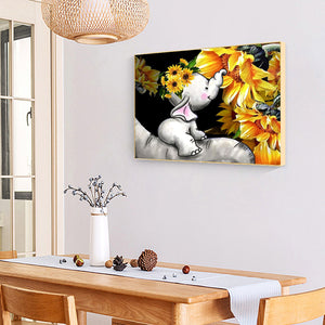 Sunflower Elephant 40x30cm(canvas) full round drill diamond painting