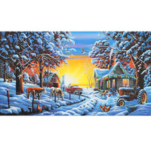 Load image into Gallery viewer, Snow Village 80x40cm(canvas) full round drill diamond painting
