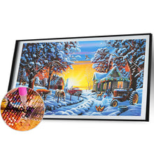 Load image into Gallery viewer, Snow Village 80x40cm(canvas) full round drill diamond painting
