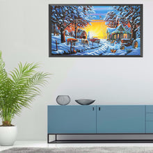 Load image into Gallery viewer, Snow Village 80x40cm(canvas) full round drill diamond painting
