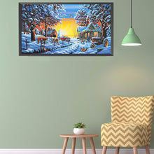 Load image into Gallery viewer, Snow Village 80x40cm(canvas) full round drill diamond painting
