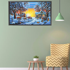 Snow Village 80x40cm(canvas) full round drill diamond painting