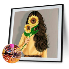 Load image into Gallery viewer, Sunflower Girl 30x30cm(canvas) full round drill diamond painting
