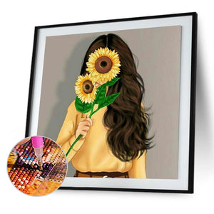 Sunflower Girl 30x30cm(canvas) full round drill diamond painting