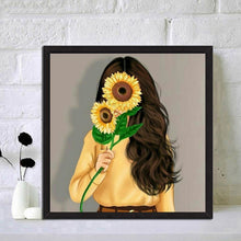 Load image into Gallery viewer, Sunflower Girl 30x30cm(canvas) full round drill diamond painting
