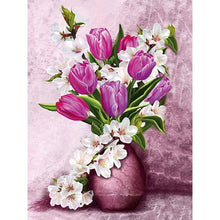 Load image into Gallery viewer, Tulip Vase Bouquet 30x40cm(canvas) full round drill diamond painting
