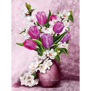 Tulip Vase Bouquet 30x40cm(canvas) full round drill diamond painting